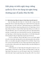 Giải pháp và kiến nghị tăng cường quản lý rủi ro tín dụng tại ngân hàng thưong mại cổ phần Nhà Hà Nội