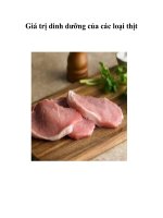 Giá trị dinh dưỡng của các loại thịt