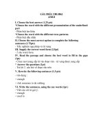 Cấu trúc đề thi HK1 Anh 8