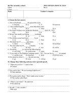 KIỂM TRA 15 PHÚT BÀI 2 HỌC KỲ I