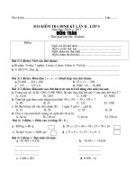 Đề KTĐK Lần 2.Môn ToánLớp 4