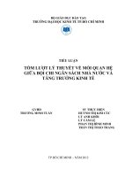TÓM lượt lý THUYẾT về mối QUAN hệ GIỮA bội CHI NGÂN SÁCH NHÀ nước và TĂNG TRƯỞNG KINH tế 