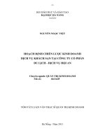 Hoạch định chiến lược kinh doanh dịch vụ khách sạn tại công ty cổ phần du lịch   dịch vụ hội an 