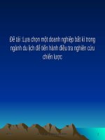 lựa chọn một doanh nghiệp bất kì trong ngành du lịch để tiến hành điều tra nghiên cứu chiến lược