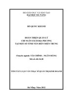 Hoàn thiện quản lý chi ngân sách địa phương tại một số tỉnh ven biển miền trung 