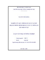 Nghiên cứu quy trình sản xuất vacxin nhị giá phòng bệnh dịch tả vịt và viêm gan do virus ở vịt 