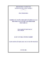 Nghiên cứu tuyển chọn một số giống lúa lai mới chọn tạo tại việt nam thích hợp cho nghệ an 