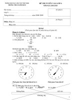 Bài giảng Đề KT chất lượng đầu vào lớp 6 (09-10) môn Toán