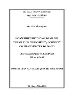 Hoàn thiện hệ thống đánh giá thành tích nhân viên tại công ty cổ phần vinatex đà nẵng 