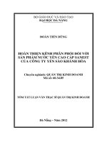Hoàn thiện kênh phân phối đối với sản phẩm nước yến cao cấp sanest của công ty yến sào khánh hòa 
