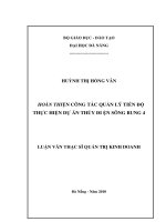 Hoàn thiện công tác quản lý tiến độ thực hiện dụ án thủy điện sông bung 4 