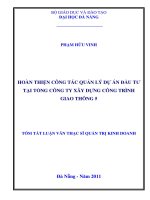 Hoàn thiện công tác quản lý dự án đầu tư tại tổng công tu xây dựng công trình giao thông 5 