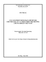 Các giải pháp nhằm hạn chế rủi ro cho nhà đầu tư cá nhân trên thị trường chứng khoán việt nam 