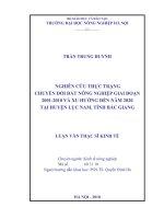Nghiên cứu thực trạng chuyển đổi đất nông nghiệp giai đoạn 2001 2010 và xu hướng đến năm 2020 tại huyện lục nam tỉnh bắc giang 