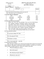 Tài liệu Đề thi lớp 5 môn Tiếng Anh 5 HK I