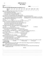 ĐỀ KIỂM TRA HỌC KÌ I SINH 11CB