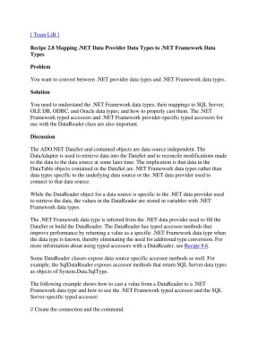 Mapping .NET Data Provider Data Types to .NET Framework Data Types