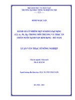 Luận văn đánh giá ô nhiễm một số kim loại nặng (cd, as, pb, hg) trong môi trường và thức ăn chăn nuôi tại huyện kim bảng   hà nam 