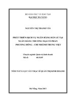 phát triển dịch vụ ngân hàng bán lẻ tại ngân hàng thương mại cổ phần phương đông - chi nhánh trung việt