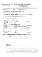 Đề thi CL Học kỳ I Tiếng Anh 6