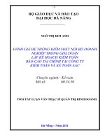 ĐÁNH GIÁ HỆ THỐNG KIỂM SOÁT NỘI BỘ DOANH  NGHIỆP TRONG GIAI ĐOẠN  LẬP KẾ HOẠCH KIỂM TOÁN  BÁO CÁO TÀI CHÍNH TẠI CÔNG TY KIỂM TOÁN VÀ KẾ TOÁN AAC
