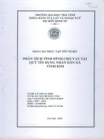 BÁO CÁO THỰC TẬP TÔT NGHIỆP : PHÂN TÍCH TÌNH HÌNH CHO VAY QUỸ TÍN DỤNG NHÂN DÂN XÃ VĨNH KIM