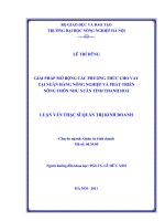 Luận văn giải pháp mở rộng các phương thức cho vay tại ngân hàng nông nghiệp và phát triển nông thôn như xuân thanh hoá 