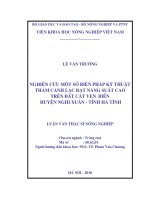 Nghiên cứu một số biện pháp kỹ thuật thâm canh lạc đạt năng suất cao trên đất cát ven biển huyện nghi xuân, tỉnh hà tĩnh 