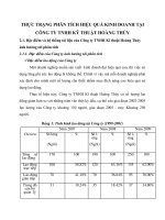 THỰC TRẠNG PHÂN TÍCH HIỆU QUẢ KINH DOANH TẠI CÔNG TY TNHH KỸ THUẬT HOÀNG THỦY