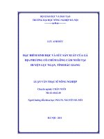 Đặc điểm sinh học và sức sản xuất của gà địa phương có chùm lông cằm nuôi tại huyện lục ngạn, tỉnh bắc giang 