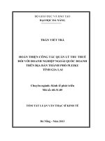 Hoàn thiện công tác quản lý thu thuế đối với doanh nghiệp ngoài quốc doanh trên địa bàn thành phố pleiku tỉnh gia lai 