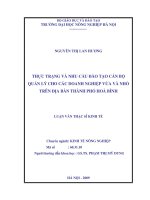 Thực trạng và nhu cầu đào tạo cán bộ quản lý cho các doanh nghiệp vừa và nhỏ trên địa bàn thành phố hòa bình 