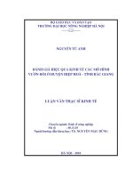 Đánh giá hiệu quả kinh tế các mô hình vườn đồi ở huyện hiệp hoà tỉnh bắc giang 