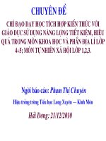 CHUYÊN ĐỀ GD TÍCH HỢP ... MÔN KHOA HỌC, ĐỊA LÝ LỚP 45; TNXH LỚP 123