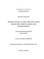 Thu hút vốn đầu tư trực tiếp nước ngoài (FDI) để phát triển ngành du lịch tỉnh khánh hòa 