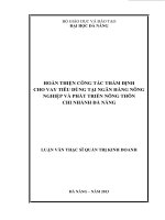 Hoàn thiện công tác thẩm định cho vay tiêu dùng tại ngân hàng nông nghiệp và phát triển nông thôn chi nhánh đà nẵng
