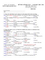 Gián án Đ.A và Đề Thi Anh 11 hết kỳ I (2010 - 2011) Tr Nguyễn Trãi