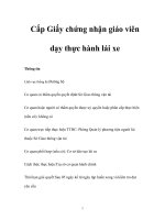 Cấp Giấy chứng nhận giáo viên dạy thực hành lái xe