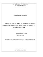 Vận dụng thủ tục phân tích trong kiểm toán báo cáo tài chính tại công ty TNHH kiểm toán và tư vấn thuế ATAX 