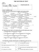 Bài soạn THE SECOND 45''''-TEST. LỚP 8.HKI