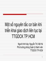 Một số nguyên tắc cơ bản khi triển khai giao dịch liên tục tại TTGDCK TP.HCM