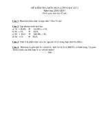 Bài giảng Đề thi học kỳ I Môn Hóa lớp 8(2010-2011)
