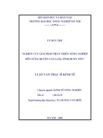 Luận văn nghiên cứu giải pháp phát triển nông nghiệp bền vững huyện văn lâm, tỉnh hưng yên 