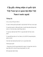 Cấp giấy chứng nhận có quốc tịch Việt Nam tại cơ quan đại diện Việt Nam ở nước ngoài