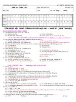 THƯ VIỆN 100 CÂU TN KHỐI 12 - HK1 (có lời giải, ma trận đề)