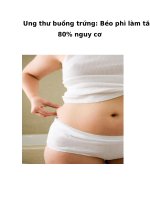 Ung thư buồng trứng: Béo phì làm tăng 80% nguy cơ