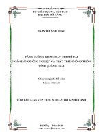 Tăng cường kiểm soát chi phí tại ngân hàng nông nghiệp và phát triển nông thôn tỉnh quảng nam 