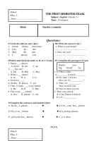 đề thi lớp ba và bốn HKI