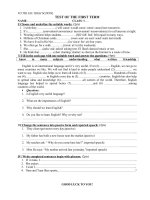 Đề kiểm tra học kỳ I/Tiếng anh 9