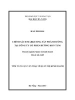 Chính sách marketing sản phẩm đường tại công ty cổ phần đường kon tum 